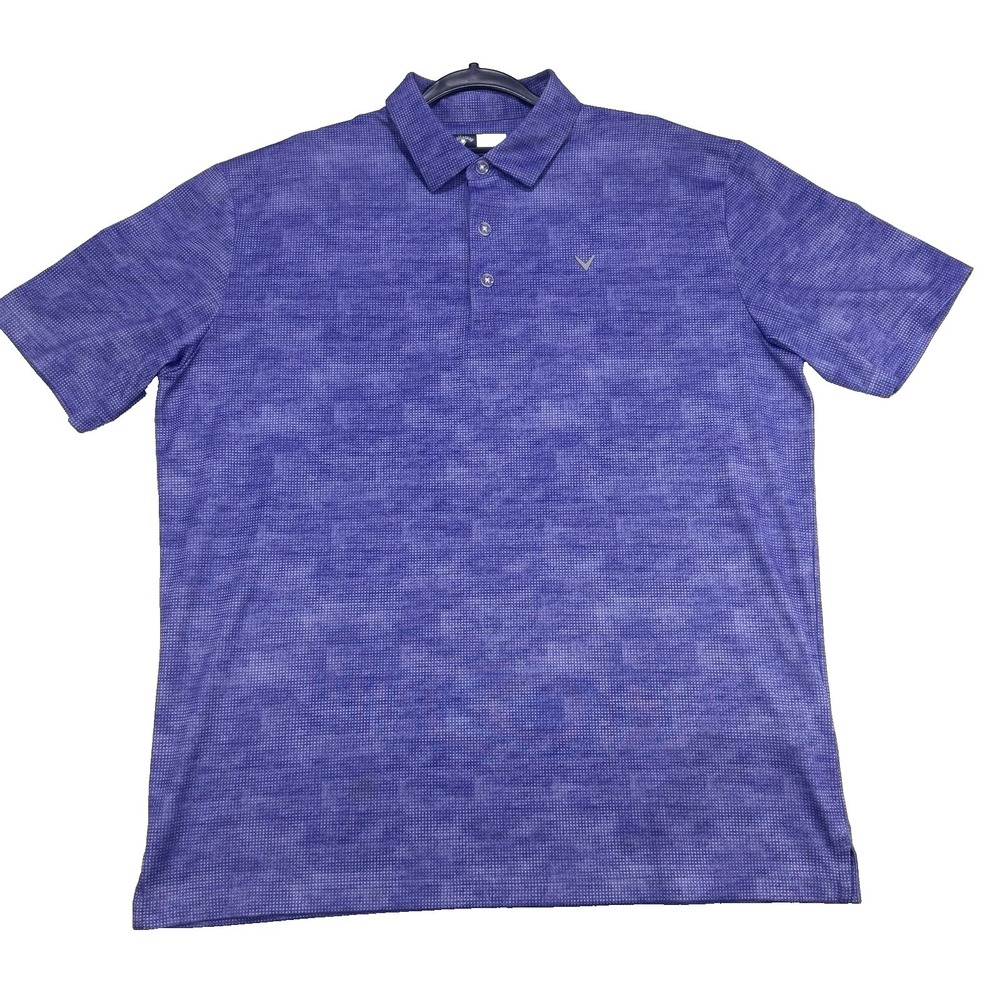 Callaway‎ Opti-dri Shirt Polo Men L Purple White Polka Dot